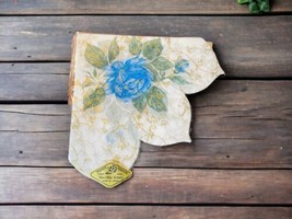 Paper Napkin Trademark Japan Blue Gold Scalloped Vtg Floral Paper Napkins 14 In - £8.93 GBP