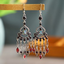Ethnic Style Vintage Earrings 2021 Trend Bohemian Antique Silver Color Alloy Inl - £7.52 GBP