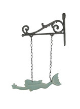 Cast Iron Swimming Mermaid Hanging Sculpture With Rustic Scroll Bracket - £22.64 GBP
