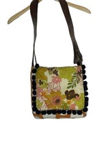 Oh My Bag Boulder Co Crossbody Floral Polka Dot Leather Pom Pom Fabric Boutique - £29.66 GBP