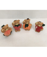 vintage cute little set of 4 teddy bear fruit napkin rings holder countr... - $15.84