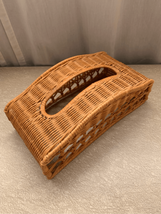 Vintage Wicker Tissue Box Cover-Rattan Facial Napkin Holder Rectangle Natural - £15.55 GBP