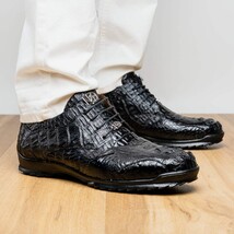 genuine caiman crocodile fashion sneaker Shoes Kratos Black image 7