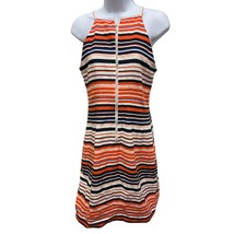 Tommy Hilfiger SZ 4 Striped Sleeveless Zip Dress Red White Blue Linen Blend - $23.74