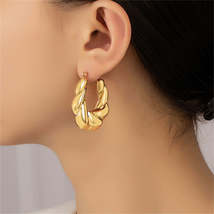 18K Gold-Plated Twisted Hoop Earrings - £11.18 GBP