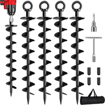 Ground Anchor Screw In, 4 Pack Spiral Trampoline Anchors with Nut and To... - €56,95 EUR