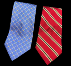 Tie Lot Silk Bravini Daniel De Fasson Red Blue Classic Style - $16.00