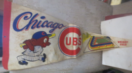 Vintage 1960s Chicago Cubs Felt Pennant 27&quot; Wrigley Field Bear Cub logo - £36.49 GBP