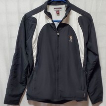 Antigua Women&#39;s Golf Medium Windbreaker Jacket Coat BLK/WHT Embroidered golfer - £11.03 GBP