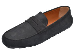 Ermenegildo Zegna Men&#39;s Italy Black Nubuck Driving  Shoes Moccasins Size US 13 - £268.87 GBP