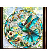 &quot;Elegant Stained Glass Style Hummingbird Sun Catcher - Nature-Inspired W... - €21,53 EUR