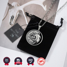 Vintage Gothic Witcher Wolf Head Hunting Medallion Necklace Punk Jewel Pendant - £14.28 GBP