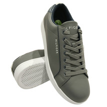 NWT TOMMY HILFIGER MSRP $119.99 MEN&#39;S GRAY LEATHER LACE UP SNEAKERS SHOE... - £38.91 GBP