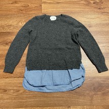 Crewcuts Girls Gray Sweater Blue Shirttail Merino Wool Blend Size 6/7 J.Crew - $27.72