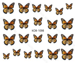 Nail Art Water Transfer Stickers Decal beautiful Monarch butterfly KoB-1098 - £2.42 GBP