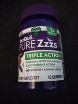 3 Pc New Vicks ZzzQuil Pure Zzzs Triple Action 3X Melatonin 42 Gummies (... - $28.76