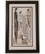 MID CENTURY MODERNIST FIGURATIVE ABSTRACT ETCHING SIGNED DATED MATTED AN... - $14,922.95 MXN