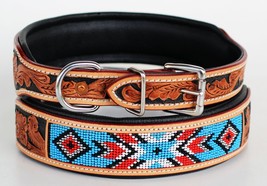 Dog Puppy Collar Cow Leather Adjustable Padded Canine 6088 - £27.93 GBP