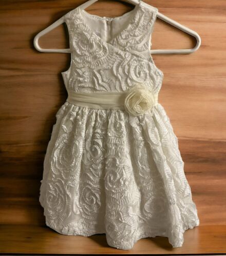 Primary image for Bonnie Jean White Girl Dress 3/3T Rosette Flowers Sleeveless Wedding Party 