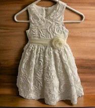 Bonnie Jean White Girl Dress 3/3T Rosette Flowers Sleeveless Wedding Party  - £16.35 GBP