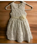 Bonnie Jean White Girl Dress 3/3T Rosette Flowers Sleeveless Wedding Party  - £16.65 GBP