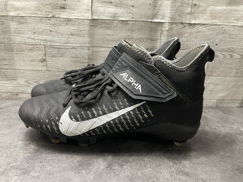 Nike Football Cleats Men 9M Alpha Menace Pro 2 Shoes Black Leather Mid Top Strap Item image 9