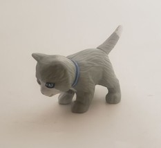 Barbie Playtime Pets Replacement Grey Gray Cat Kitten Blue Collar Animal Figure - £7.41 GBP