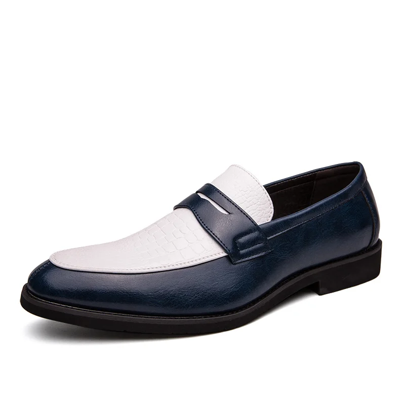 Fashion Blue Yellow Men&#39;s Leather Loafers Size 38-48 Pointed Shoes Casua... - $49.23