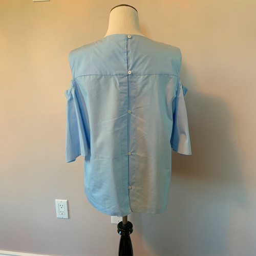 NWOT Iris & Ink Cotton Sky Blue Open Shoulder Blouse SZ US 10/12 Item image 5