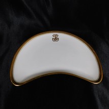 White Minton Large Side Plate with Black and Gold Greek Key Trim # 22759 - $34.95