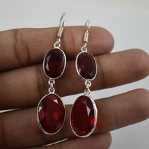 Sterling Silver Handmade Red Onyx Stone Beautiful Wonderful Earrings Women Gift - £28.05 GBP