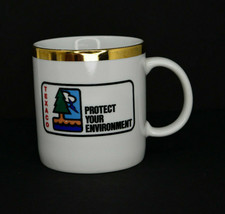 Vintage Texaco Protect Your Enviroment Coffee Mug Gold Trim - $10.95