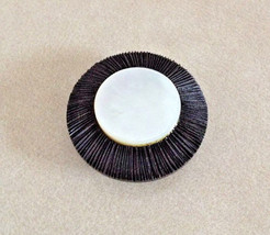 Vintage Mid Century Art Deco Wood Plastic Mother of Pearl Shank Button 3cm - £11.00 GBP
