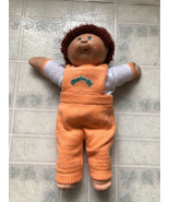 Vintage Cabbage Patch Kids Boy Doll Red Curly Hair Orange Knitted Overalls - £43.83 GBP