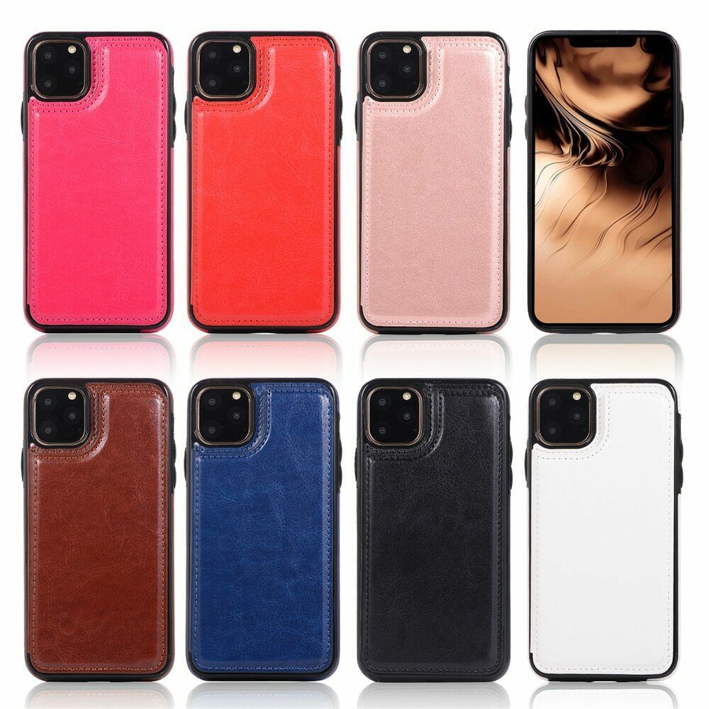 K49) Leather wallet FLIP MAGNETIC BACK cover Case for Apple iPhone models