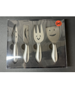 Smiley Face Cheese Knife Gift Set of 4, Silver - $20.56