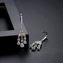 LUOTEEMI India Style Long Drop Earrings for Women Rainbow CZ Stones Tassel Weddi - £16.69 GBP