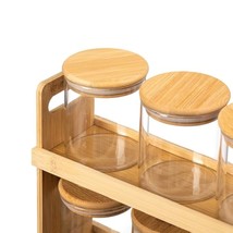 Versatile 2-Tier Bamboo Spice Rack And Pantry Organizer With 6 Glass Jars  Perfe - £53.49 GBP