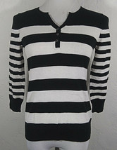 Jessica Womens Top Size XS 2 4 Striped Multicolor Henley Sweater V Neck ... - £7.95 GBP