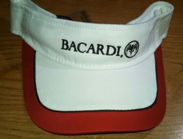 Bacardi Rum Embroidered Logo Visor Hat (White / Red, Adjustable) - $6.00