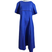 Talbots Cobalt Blue 16 Linen Blend Lined Empire Waist Maxi Dress Crochet... - £26.85 GBP