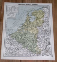 1905 Original Antique Map Of Netherlands Holland Belgium Luxembourg - £16.86 GBP