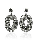 Oscar Design Black Plated CZ Stone Handmade Fancy Shape Big Earrings Wom... - $41.65