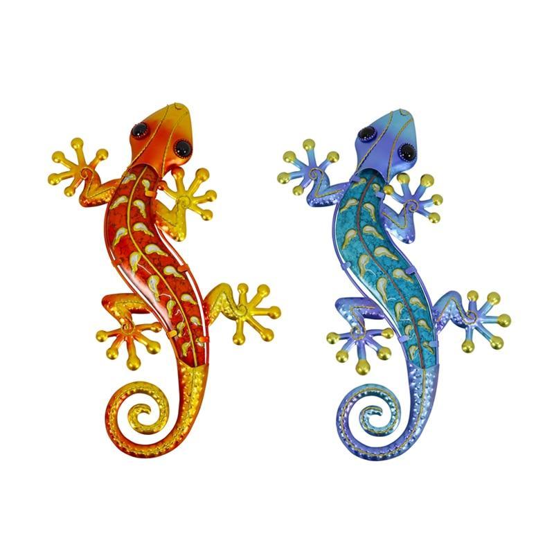 Handmade Home Decor Metal Gecko Wall Art for Garden Decoration Outdoor Statues S