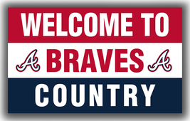 Atlanta Braves Team Baseball Memorable Flag 90x150cm 3x5ft Welcome To Co... - $14.95