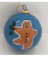 Painted gingerbread man glass Christmas tree ornament holiday decor - $366.59 MXN