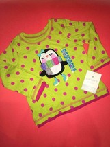 Baby Toddler Girls Carter&#39;s 100% Cotton Dot Dot Pengiun L/S Tee Shirt 24M 2 2T - £7.90 GBP