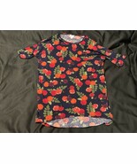 LuLaRoe Carly Dress XS High-Low Hem Floral Print Red Orange Roses Stretchy - $26.33 CAD