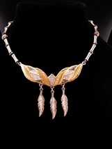 Vintage Indian feather Necklace - Eagle design bib pendant - Hippie feat... - $85.00