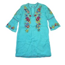 Johnny Was Nandi Flare Sleeve Tunic in Lanai Azure Embroidered Dress S Defect - £48.26 GBP